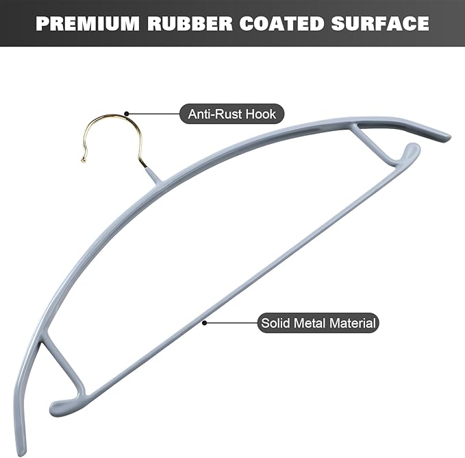 MOPALL Clothes Hangers 20 Pack, Non Slip Hangers Sweater Hanger No Shoulder Bump, 16.5 Inch Wide Durable and Strong Shirt Coat Dress Skirt Suit Hangers with Pants Bar for Laundry & Everyday Use, Gray