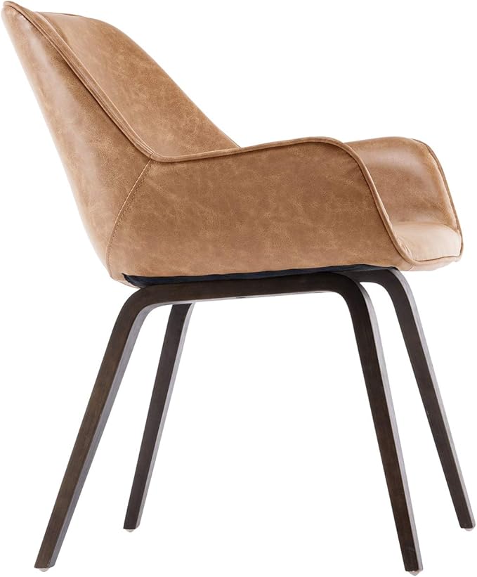 Yellow Set of 4 PU Leather Living Room Chairs Modern Upholstered Accent Chairs Dining Room Chairs (Yellow, 2)