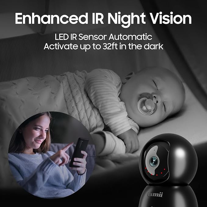 Indoor Security Camera 2K, 360 Degree Cameras for Home Security with Night Vision, Baby/Dog Monitor with Auto Tracking, Human/Pet Detection, Cloud&SD, Pet Camera Support 2.4/5GHz WiFi