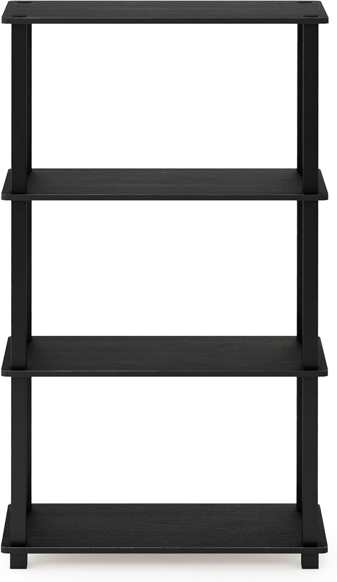 Furinno Turn-N-Tube 4-Tier Multipurpose Shelf Display Rack, Square Tube, Americano/Black