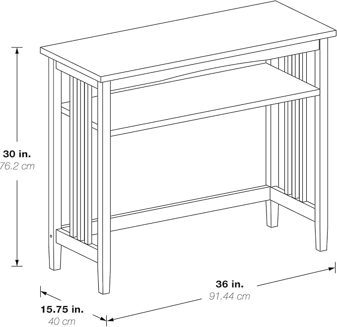 OSP Home Furnishings Sierra 36-Inch Sofa Table with Lower Storage Shelf and Mission Style Side Panels, Ash Brown