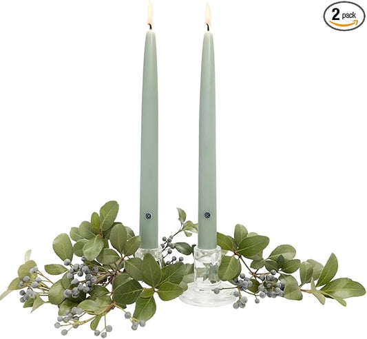 Colonial Candle 10 Inch Bayberry Scented Taper Candle, Virtually Dripless, Premium Wax with Cotton Wick, Pack of 2, Up to 10 Hour Burn - Made in The USA