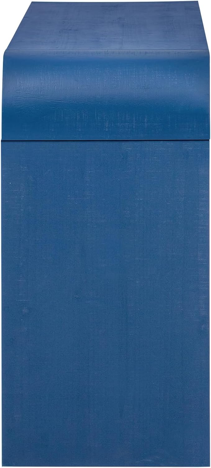 60'' Curved Sideboard with 4 Doors and Bottom Shelf, Versatile Wooden Accent Storage Cabinet Entryway Console Table for Hallway Living Room Dining Room (Navy Blue-4.16)