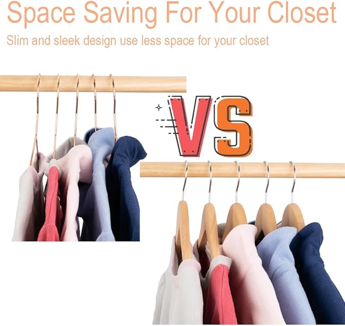 16.5" Rose Gold Copper Clothes Hangers - 10 Pack,Heavy Duty Strong Metal Hanger for Storage Display Sling Organization of Coat Shirts Dresses Jacket Elegant Standard Suit Accessory