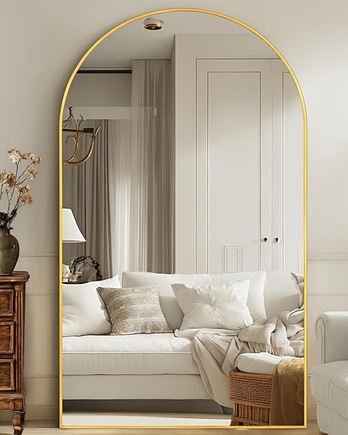 Floor Mirror, 44"×88" Full Length Mirror with Stand for Bedroom Living Room, Gold