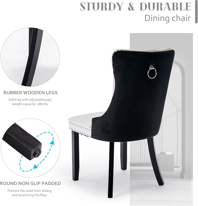 SoarFlash Kitchen Table and Chairs for 2, 24" Dining Table Set for 2 with Velvet Upholstered Chairs, 3 Piece Round Kitchen Table Set, Dining Room Table Set for Small Space, Apartment