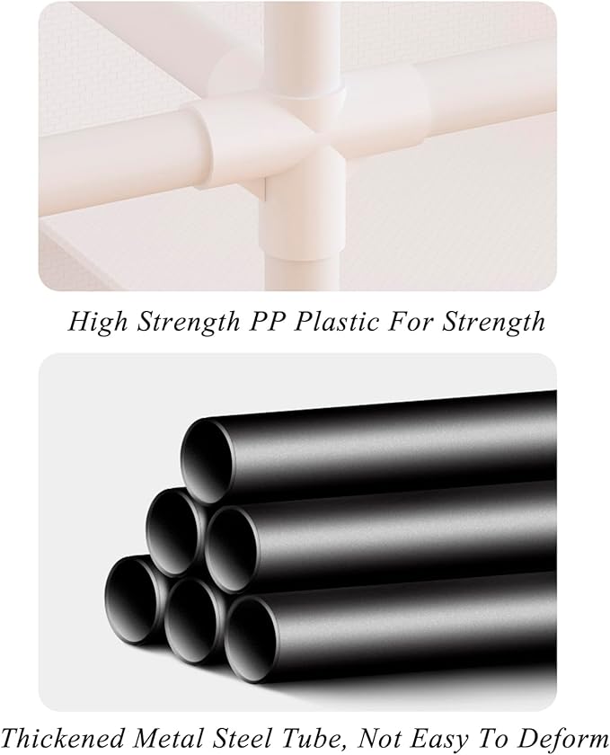 Portable Closet,Portable Closets for Hanging Clothes,Japanese Style Garment Rack with 3 Hanging Rods,9 Storage Shelves,56.2" L x 17.7" W x 65.1" H,White