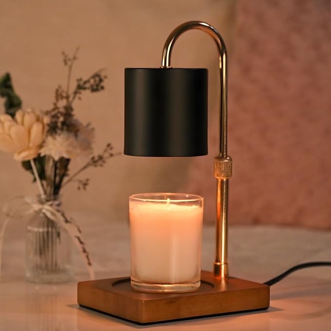 Candle Warmer Lamp Timer for Women Mom, House Warming Gifts New Home Decor, Modern Farmhouse Decor, Candle Warmer for All Jar Candles with 2 Bulb BlackGold