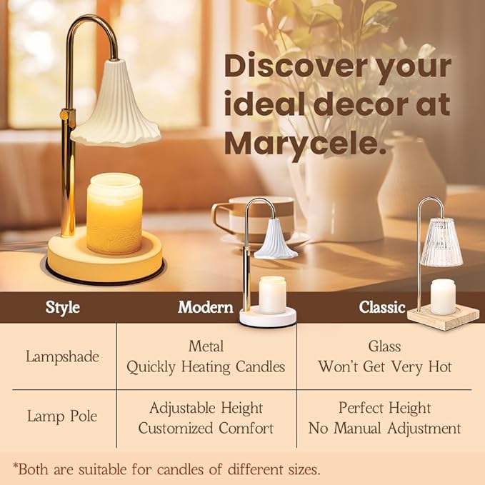 Marycele Candle Warmer Lamp with Timer, Candle Wax Warmer Flower Lamp Dimmable, Birthday Day Gifts for Mom Women, Home Fragrance Accessories for Dorm Room Decor