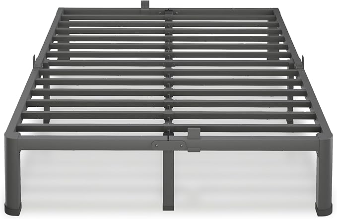 10 Inch Full Size Bed Frame, 3500Lbs Heavy Duty Metal Platform with Round Corner Legs Mattress Slide Stopper, Steel Slat Support No Box Spring Needed, Noise Free, Non-Slip, Easy Assembly