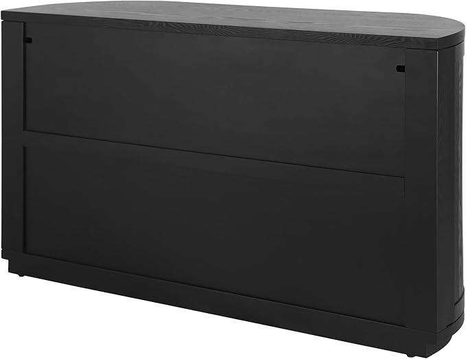 Christopher Knight Home Tian Modern Wooden Kitchen Sideboard Cabinet with Metal Handles, Living Room Storage Cabinet with Shelves, Spacious Dining Room Cupboard with 4 Doors, Curved Form, Black