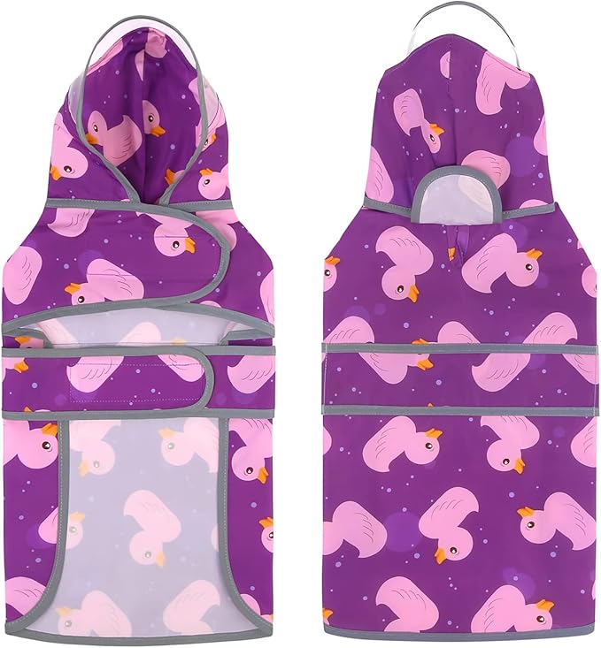 HDE Dog Raincoat with Clear Hood Rain Jacket Poncho for Small Medium Large Dogs Ducks Purple - 3XL