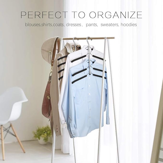 DOIOWN Blouse & Shirt Hangers - Non Slip Space Saving Stainless Steel Closet Organizer (2 Pack)