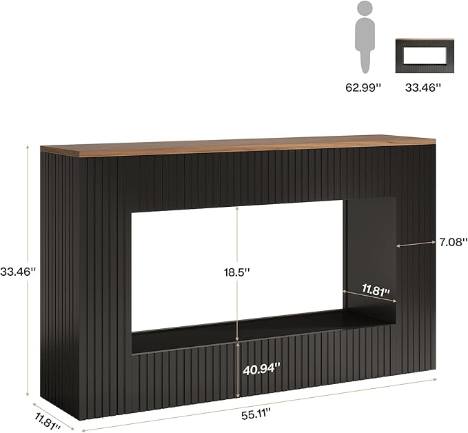 Tribesigns Modern Console Table, 55-Inch Wood Entryway Table with Storage, Narrow Long Sofa Table Behind Couch Table for Living Room, Foyer, Hallway, Black