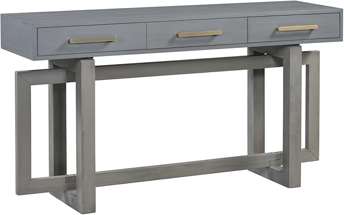 57” Entryway Console Sofa Table with Storage Drawers, Long Narrow Behind Couch Furniture for Living Room, Entrance, Hallway, Front Door, Antique Gray