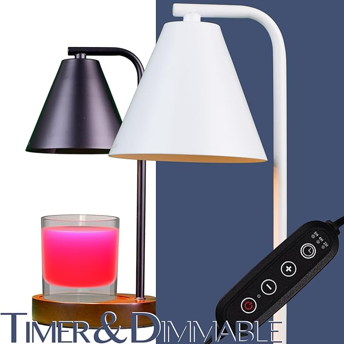 Candle Warmer Lamp with Timer,Compatible with Chesapeake Bay Candle,Dimmable Candle Lamp Warmer;Electric Wax Melt Warmer for Home Decor;Gifts for Mom,Birthday Gifts for Women(White)…