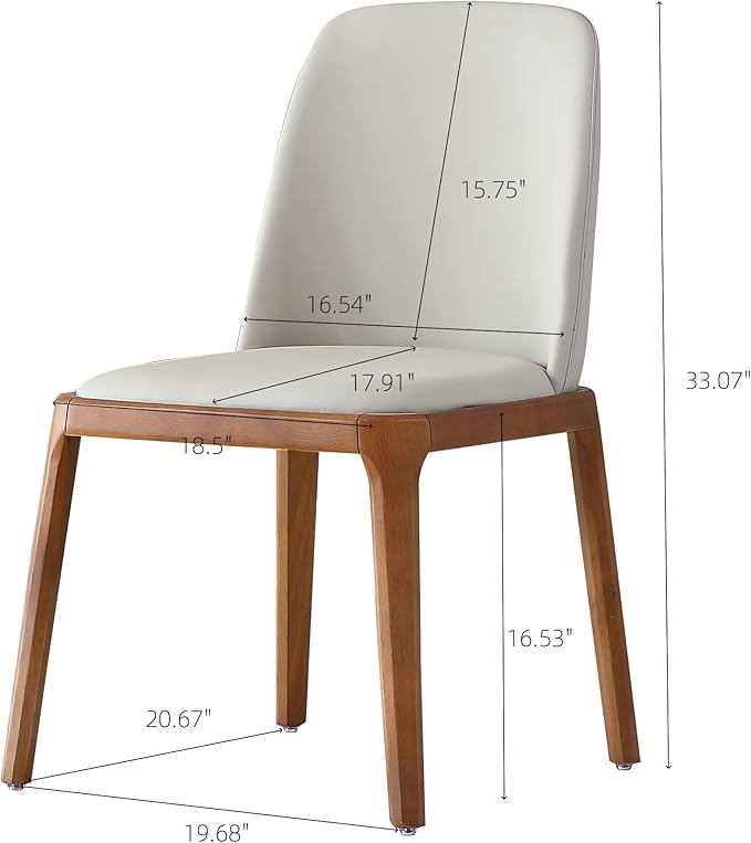 Dining Chairs Set of 2, Modern PU Leather Dining Wooden Legs for Living Kitchen Dining Room