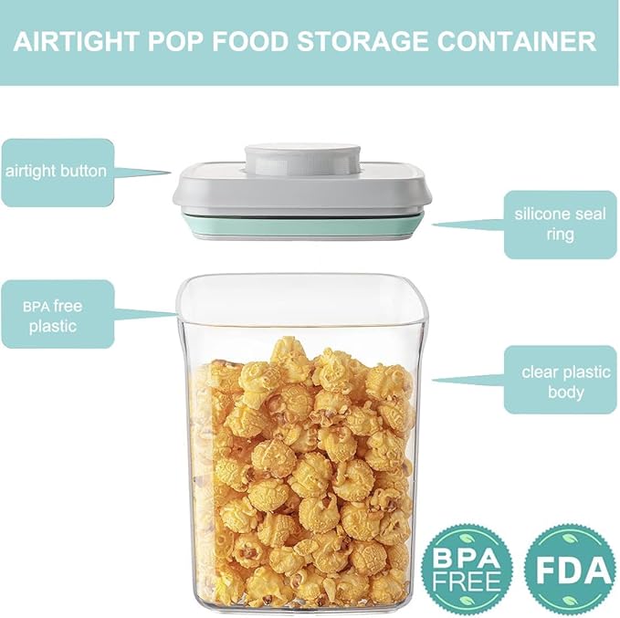Airtight Food Storage Container - 0.52qt / 520ml Mini Rectangle Pop Containers With Lids, Bpa Free Stackable Container Snacks Candy Salt Herbs Spices