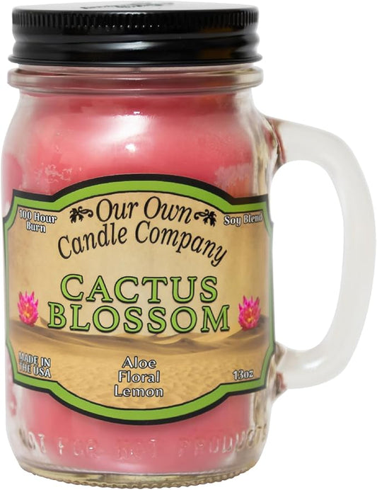 Our Own Candle Company, Cactus Blossom Scented Mason Jar Candle, 100 Hour Burn Time, 13 Ounces