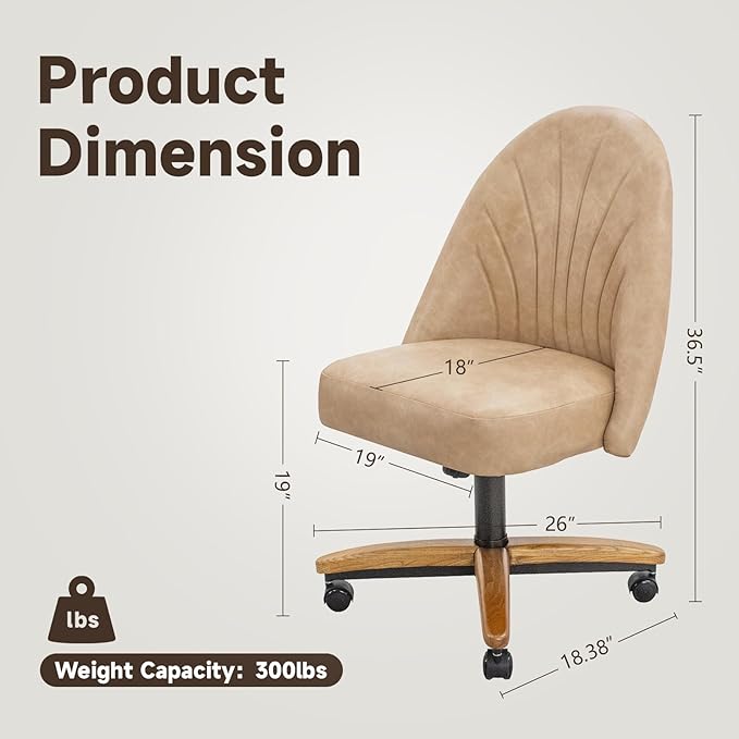Chromcraft Caster Swivel Tilt Dining Chairs, PU Leather Chairs with Soft Wheels, Ultra Comfy Sturdy Kitchen Chairs, Rolling Chair on Wheels for Home (Ivanhoe NPL Nude)