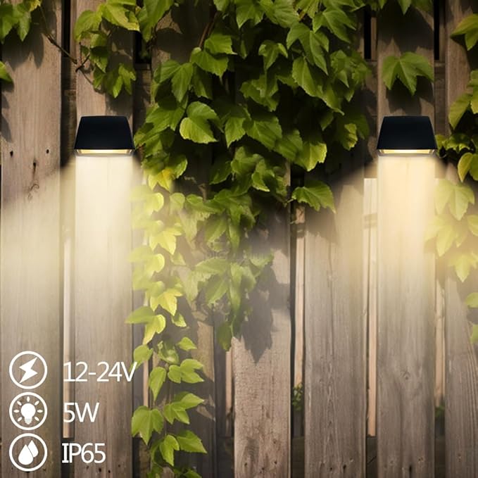 Arrownine Landscape Lighting Low Voltage Deck Lights 5W 12-24V,Outdoor Waterproof Fence Post Lights for Patio Stairs Yard Railing Wall Light Warm White Black Color 4 Packs