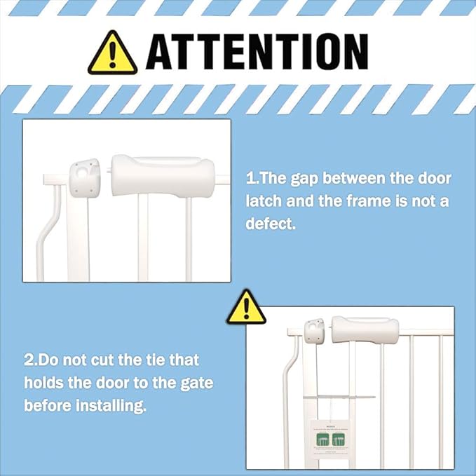ALLAIBB Extra Wide Baby Gate Pressure Mount Auto Close White Metal Child Dog Pet Safety Gates with Walk Through for Stairs,Doorways,Kitchen and Living Room(71.65-76.38"/182-194cm)