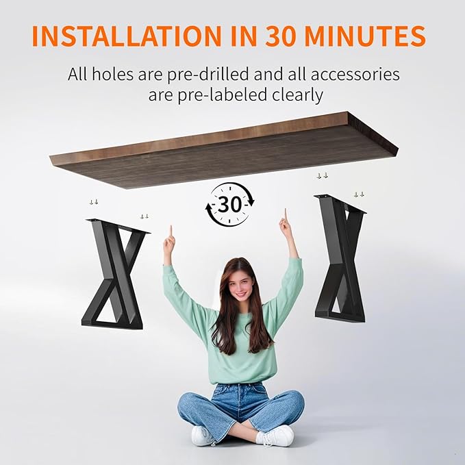 Solid Wood and Metal Modern Industrial Writing Table, 47 inch Wide Home Office Desk Bedroom Computer Desk Workstation, Rustic Natural Aged Brown Study Table Furniture for Your Workspace