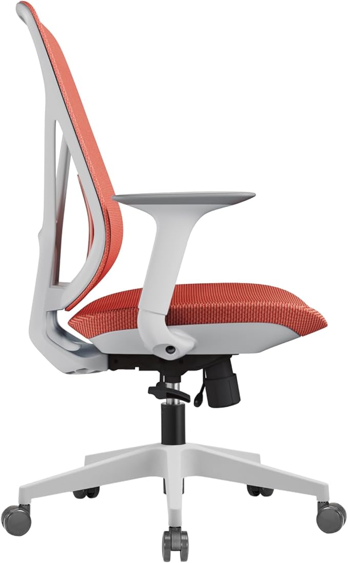 Mesh Office Chair – Ergonomic Office Chair with Lumbar Support, Adjustable Armrests & Sliding Soft Seat Cushion – Holds Up to 270lbs (Red)
