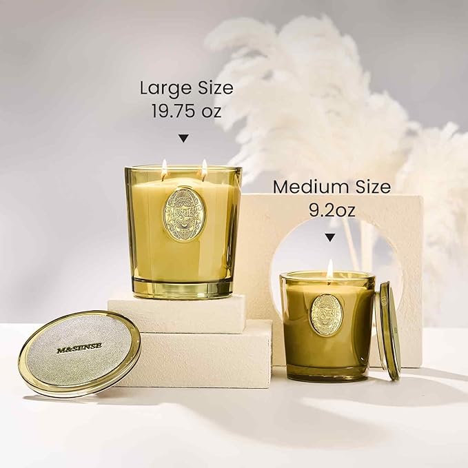 M&SENSE Large Two-Wick Soy Candle | Forest Cabin & Green | 19.8 oz, 120H Burn Time | Luxury Scented Candle for Relaxation, Gifting, Home Décor | Ideal for Bedroom, Office, Party Ambiance