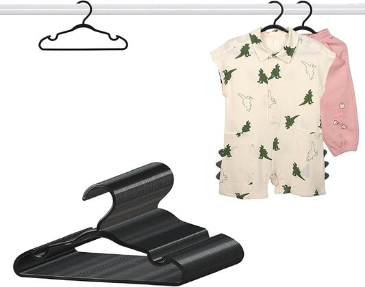 60 Pack Black Baby Hangers 11.42 Inch - Kids Non-Slip Clothes Hangers for Infant & Child, Durable Plastic Children's Hangers for Closet, Pants, Coats, Skirts