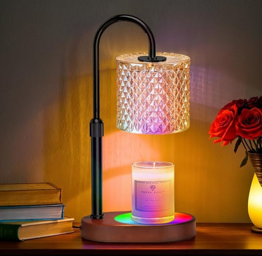 Candle Warmer Lamp with 8 Colors LED Changing and Timer Dimmer, Candle Warmer with RGB Model Height Adjustable for All Size Scented Candles with 2 Bulbs, Christmas Gift for Mom, Wife,Friends