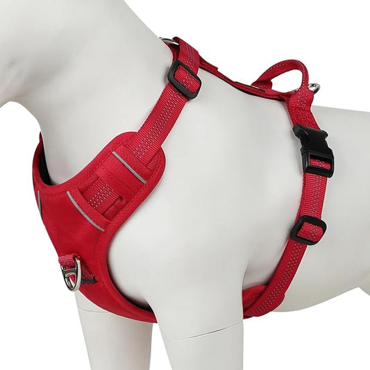 Plutus Pet No Pull Dog Harness, Reflective Adjustable Dog Vest Harness with Handle, Escape Proof, Soft Padded for Small Medium Large Dogs (Red, XL)