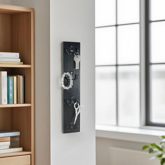 Vertical Key Holder Wall Mount - Stylish Home Decor for Entryway, Space-Saving Hook Rack & Organizer for Keys, Wallets, and More - Ideal for Small Spaces & Versatile Storage Solutions