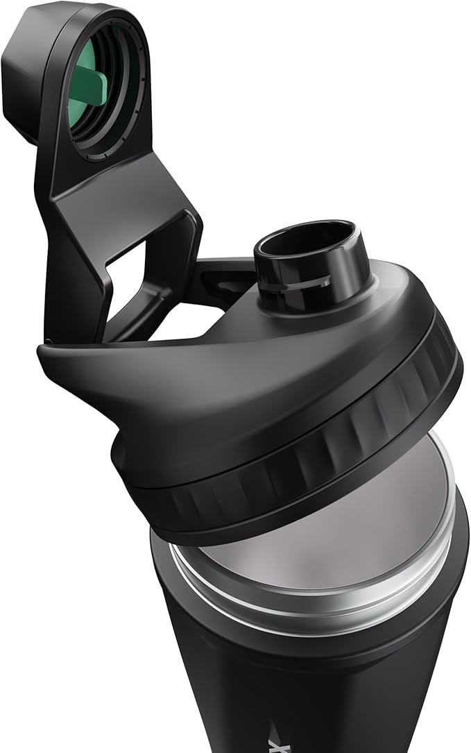 VOLTRX ChillMix Shaker Bottle Insulated Stainless Steel - USB C Rechargeable Electric Protein Shake Mixer, Shaker Cups for Protein Shakes and Meal Replacement, Obsidian Black, 16 oz