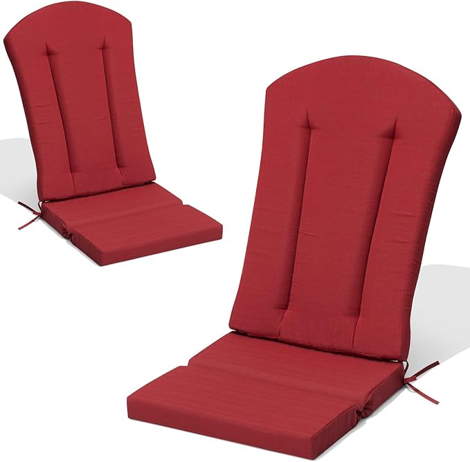 Crestlive Products 50x20 Inch Adirondack Chair Cushions Set of 2 Outdoor Rocking Chair Cushions Water Resistant High Back Patio Replacement Cushions, Chili