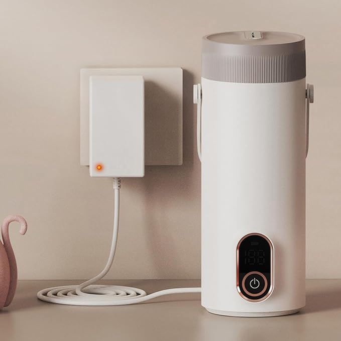 Small Electric Tea Kettle, Rechargeable Portable 304 Stainless Steel Travel Hot Water Boiler with 4 Temperature Settings, Cordless Use for Coffee Tea Milk, No BPA, No Odor, Long