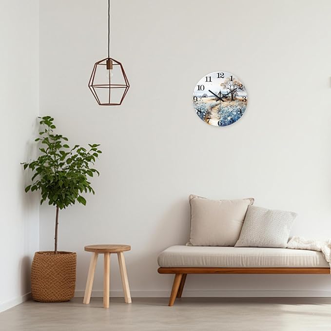 XNM Small Wall Clocks Battery Operated 12 Inch Flower Silent Wall Clock for Bedroom Rustic Clocks for Walls(No Solid Wood, It is with MDF Material)
