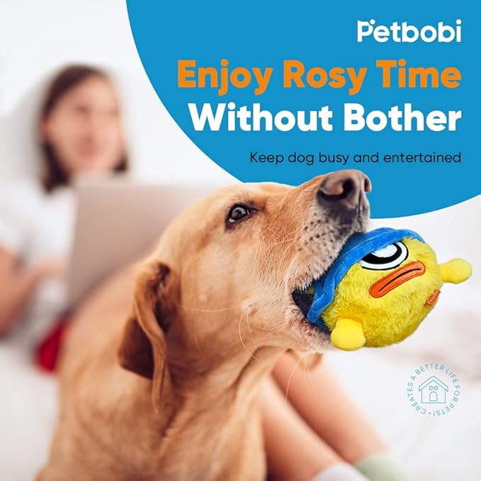 Petbobi Interactive Dog Toys Monster Active Ball for Dogs with Batteries, Self Moving Balls and Plush Cover for Small & Medium Dogs to Chase, Dog Toy Squeaky Crazy Bouncer Ball, Fighter Bobby