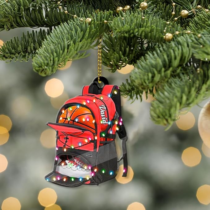 Famitrendz Custom Basketball Christmas Ornaments 2025, Custom Name Basketball Acrylic Christmas Tree Decorations, 2D Flat Baller Ornaments for Tree 03