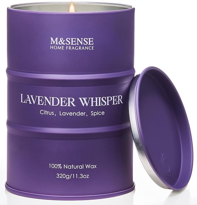 M&SENSE Lavender Soy Candles for Home Scented 11.6oz 70 Hour Long Burning, Aromatherapy Candle for Stress Relief Meditation Relaxing, Appreciation Gifts for Mom Teacher Friends