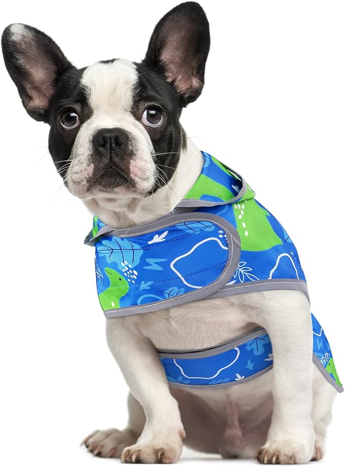 HDE Dog Raincoat with Clear Hood Rain Jacket Poncho for Small Medium Large Dogs Dinosaurs - S