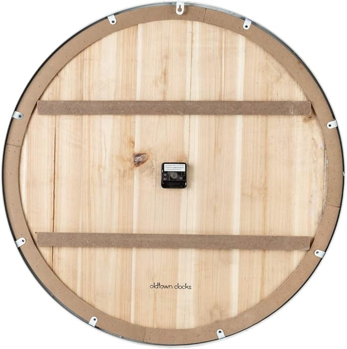 36" Coastal Wall Clock - Metal & Solid Wood Noiseless Weathered Beach Blue Wall Clock