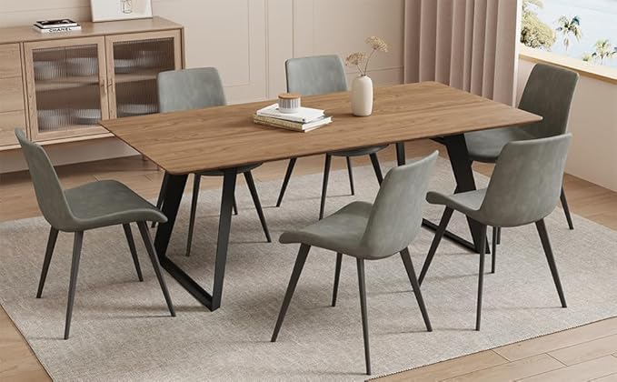 ZckyCine 51"-67" Expandable Mid-Century Modern Dining Table Wood Extendable Table for 4-6 People Space Saving Kitchen & Small Apartment Furniture Only Table (Walnut)