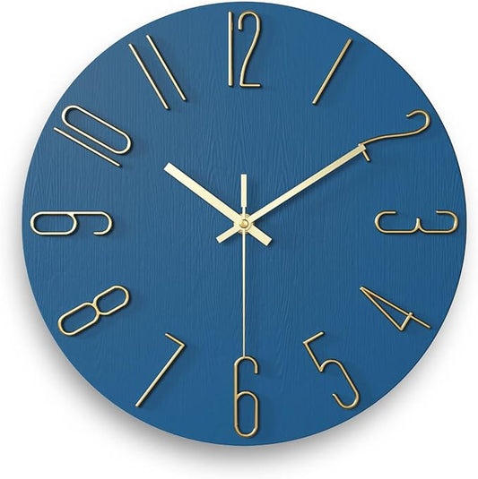 Wall Clock, Silent Clock, Wall Clocks Battery Operated， 12 inch Modern Wall Clock, Suitable for Offices, Living Rooms, Kitchens, Homes, Schools (Blue)