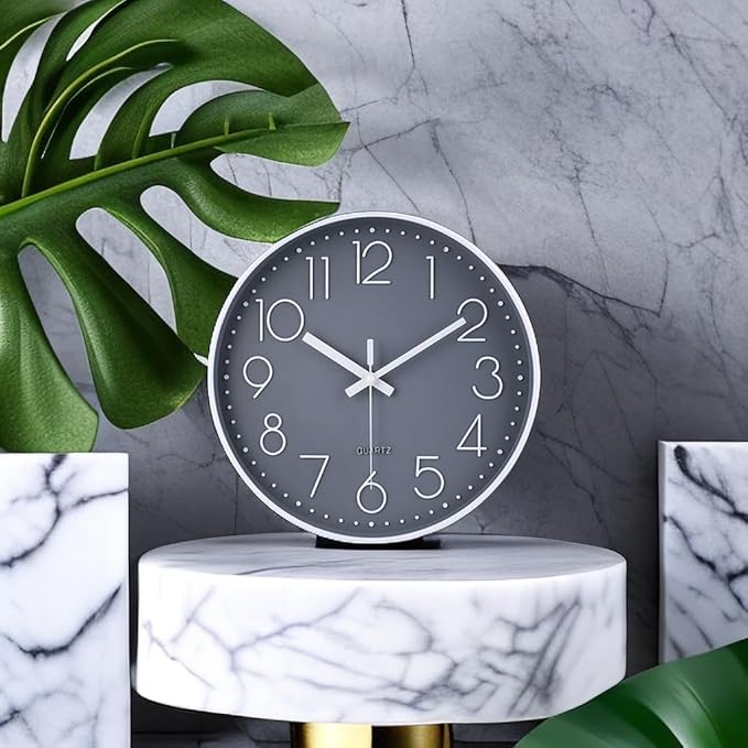 jomparis Wall Clock 12 Inch Non-Ticking Silent Battery Operated Round Wall Clock Modern Elegant Simple Style Clock for Home Office Kitchen Bedroom Living Room