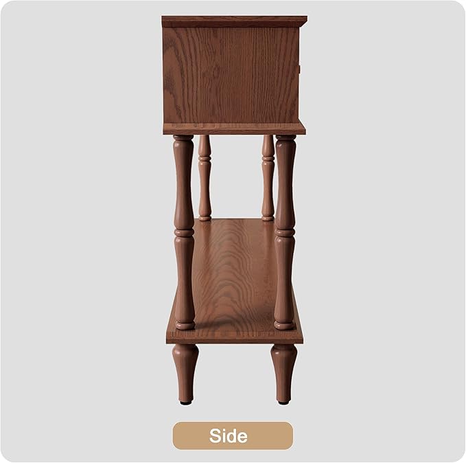 ARTPOWER Mid-Century Console Table for Entryway with 2 Drawers, Brown Retro Entryway Table with Storage Cabinets and Open Shelf, Narrow Long Couch Table Behind Sofa for Living Room, Foyer, Hallway