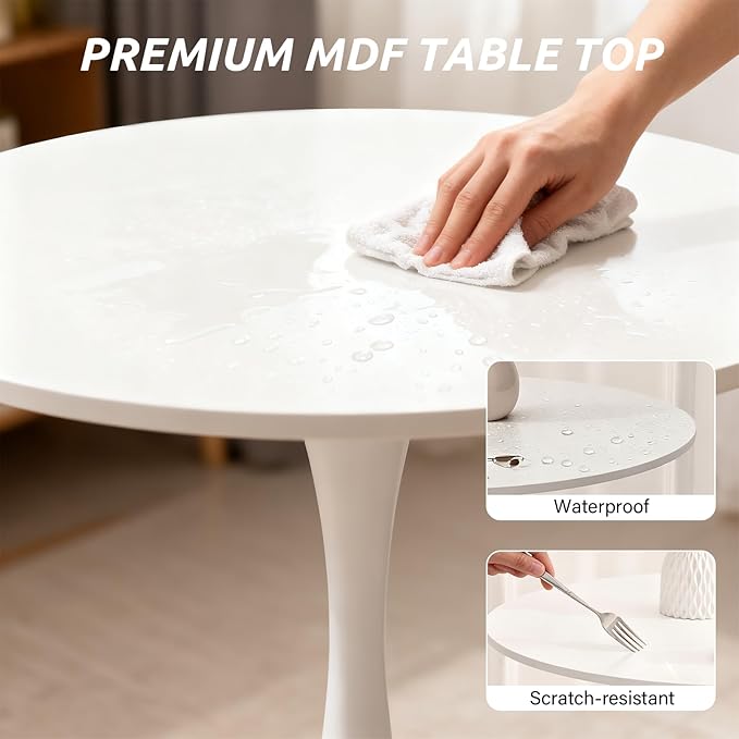 SoarFlash Kitchen Table and Chairs for 2, 31.5" Dining Table Set for 2 with French Dining Chairs, 3 Piece Round Kitchen Table Set, Dining Room Table Set for Small Space, Apartment