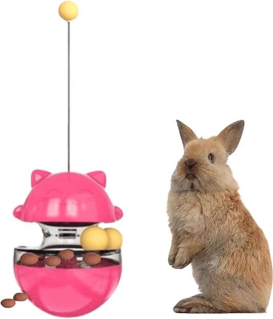 Rabbit Treat Puzzle, Rabbit Treat Dispenser Toy, Tumbler Interactive Ball Bunny Feeder, Bunny Food Ball Snacks Temptations, Food Puzzle Toys for Cats (Red)