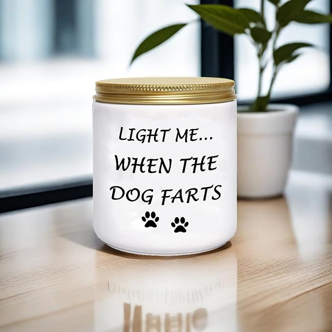 BFJLIFE Funny Gifts for Women Unique Dog Mom Dog Lovers Christmas Birthday Gifts for Her Sister Best Friend Girlfriend Wife Stocking Stuffers Light Me When Farts Lavender Scented Soy Candles