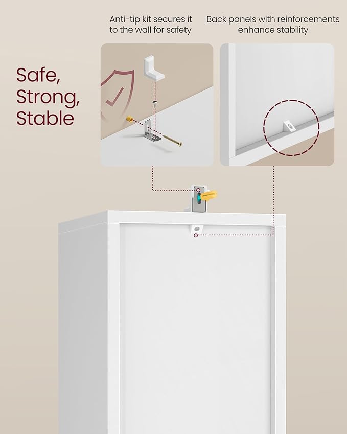 VASAGLE Custos Collection - Bookshelf, 3-Tier Bookcase, Book Shelf, Open Storage Shelf, 9.4 x 7.9 x 37.3 Inches, for Living Room, Home Office, Dining Room, Cloud White ULBC523W01